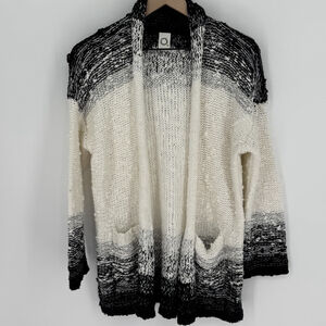 Anthropologie Akemi + Kin Black White Ombré Chunky Knit Cardigan Sweater Sz XS